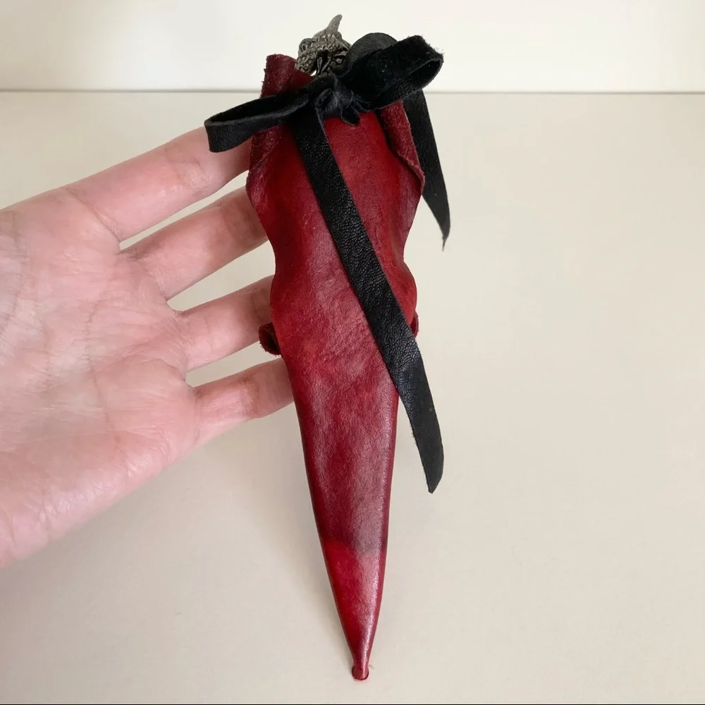 Vintage Medieval dragon letter opener in leather sheath